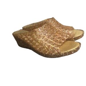 jymnk gold with colour sparkle slip on jelly shoes